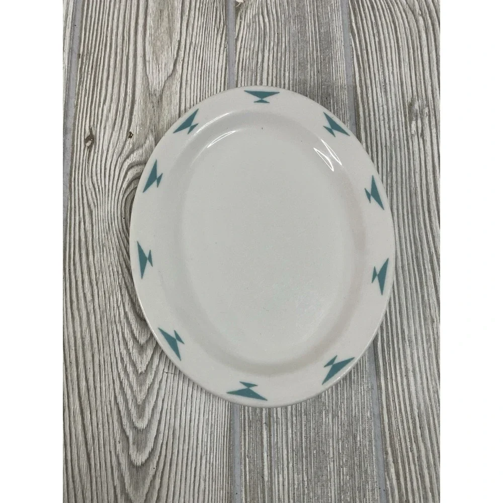 Vintage Homer Laughlin Atomic Diamond Restaurant Turquoise  7 X 5 1/2
